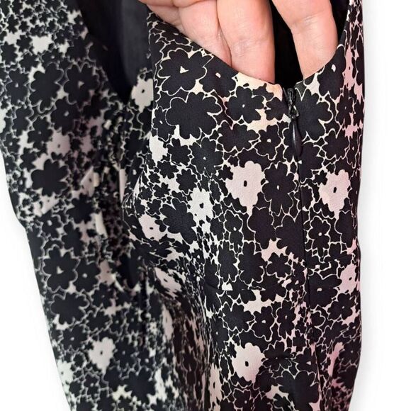 Express Vintage 90s Women's Black White Floral Babydoll Midi Dress sz 3/4 - Picture 4 of 7